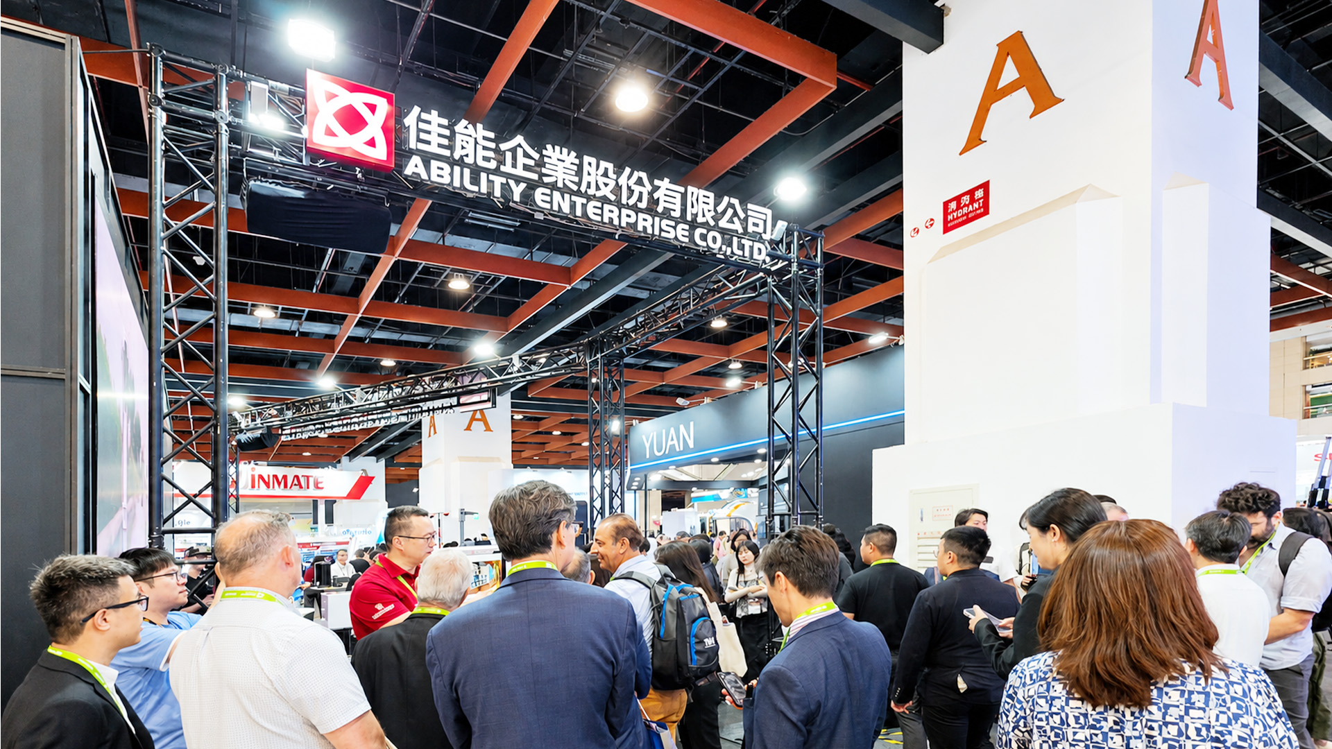 <h2>AI Together: Demonstrating Real-World AI Innovation Through Strategic Collaboration</h2> <div class="template-box" data-template=""> <div class="ck-template-flex-box ck-flex-pt-sm"> <div class="ck-col ck-col-60 m-b-2" style="padding-right: 3.5%;"> <div class="template-box" data-template=""> <p>COMPUTEX 2026, one of the world's leading technology exhibitions, took place in Taipei from June 2 to June 5 under the theme <strong>"AI Together."</strong> The event highlighted how AI is driving industry transformation through cross-sector collaboration and real-world applications.</p> <p>At this year's exhibition, <strong>Ability Enterprise (TWSE: 2374)</strong> joined <a href="https://www.abilityintelligent.com/en" target="_blank" rel="noopener"><span style="color: rgb(186, 55, 42);"><strong>Ability Intelligent</strong></span></a>,<span style="color: rgb(186, 55, 42);"> <a href="https://www.abico.com.tw/en/index.html" target="_blank" rel="noopener">ABICO Group</a></span> partner <a href="https://www.yallvend.com/" target="_blank" rel="noopener"><span style="color: rgb(186, 55, 42);">Yallvend</span></a>, and smart parking operator <a href="https://www.jiaparking.com/" target="_blank" rel="noopener"><span style="color: rgb(186, 55, 42);"><strong>Jiaparking</strong> </span></a>to showcase AI vision sensing, intelligent vision recognition, robotic automation, Physical AI, AI Agents, and integrated smart parking and EV charging solutions, demonstrating the value of AI from perception to intelligent decision-making.</p> <p>Through integrated hardware and software demonstrations, Ability Enterprise highlighted its ability to turn AI innovation into practical applications, attracting brand customers, system integrators, and industry partners to explore the future of intelligent technologies together.</p> </div> </div> <div class="ck-col ck-col-40 m-b-2"><img class="rounded-img-10" src="https://www.abilitytw.com/rails/active_storage/blobs/redirect/eyJfcmFpbHMiOnsibWVzc2FnZSI6IkJBaHBBajNmIiwiZXhwIjpudWxsLCJwdXIiOiJibG9iX2lkIn19--a8fe900ef208f3924a23a1cb8f29c77aa71afd00/000.jpg" alt="" width="1920" height="1080"> <div class="template-box" data-template=""> <div class="ck-template-flex-box ck-flex-pt-sm"> <div class="ck-col ck-col-33 m-b-2"><img class="rounded-img-10" src="https://www.abilitytw.com/rails/active_storage/blobs/redirect/eyJfcmFpbHMiOnsibWVzc2FnZSI6IkJBaHBBajdmIiwiZXhwIjpudWxsLCJwdXIiOiJibG9iX2lkIn19--f49c898446e2ab22e2fd28e8eabb00ad2422e102/001.jpg" alt="" width="800" height="600"></div> <div class="ck-col ck-col-33 m-b-2"><img class="rounded-img-10" src="https://www.abilitytw.com/rails/active_storage/blobs/redirect/eyJfcmFpbHMiOnsibWVzc2FnZSI6IkJBaHBBai9mIiwiZXhwIjpudWxsLCJwdXIiOiJibG9iX2lkIn19--edd78ac5c988209da02de6d4588a9816ca2806af/002.jpg" alt="" width="800" height="600"></div> <div class="ck-col ck-col-33 m-b-2"><img class="rounded-img-10" src="https://www.abilitytw.com/rails/active_storage/blobs/redirect/eyJfcmFpbHMiOnsibWVzc2FnZSI6IkJBaHBBa0RmIiwiZXhwIjpudWxsLCJwdXIiOiJibG9iX2lkIn19--14104140b15b3125066966cc74c5a53c2db28775/003.jpg" alt="" width="800" height="600"></div> </div> </div> </div> </div> </div> <h2>Strengthening Global Partnerships to Drive Intelligent Transformation</h2> <p class="isSelectedEnd">Throughout COMPUTEX 2026, Ability Enterprise's booth served as a hub for industry engagement, welcoming global customers and partners to exchange ideas on smart manufacturing, smart cities, and AI-powered living.</p> <p class="font-claude-response-body">The strong interest reflected Ability Enterprise's continued commitment to imaging technologies and AI innovation. As AI adoption accelerates across industries, the company will continue strengthening its core capabilities and collaborating with ecosystem partners to advance intelligent infrastructure and digital transformation, creating a smarter, more connected, and sustainable future.</p> <p>&nbsp;</p> <h3 class="block-title">COMPUTEX 2026 Highlights</h3> <p>Watch the COMPUTEX 2026 event highlights and revisit key moments from the exhibition, featuring industry exchanges and cross-domain AI innovations.</p> <table> <tbody> <tr> <th>Exhibition</th> <td>COMPUTEX 2026</td> </tr> <tr> <th>Date</th> <td>June 2&ndash;5, 2026</td> </tr> <tr> <th>Venue</th> <td>AI Robotics Zone, Taipei World Trade Center Hall 1</td> </tr> </tbody> </table> <div class="template-box" data-template=""> <div class="video-tmp-row m-t-2 m-b-2"> <div class="ck-yt-block"><iframe title="Video title" src="https://www.youtube.com/embed/mt9hdRCIwZw?si=1mrL6SjP6i30WW7Y" frameborder="0" allow="accelerometer; autoplay; clipboard-write; encrypted-media; gyroscope; picture-in-picture; web-share" allowfullscreen="allowfullscreen"></iframe></div> </div> </div> <p>&nbsp;</p>